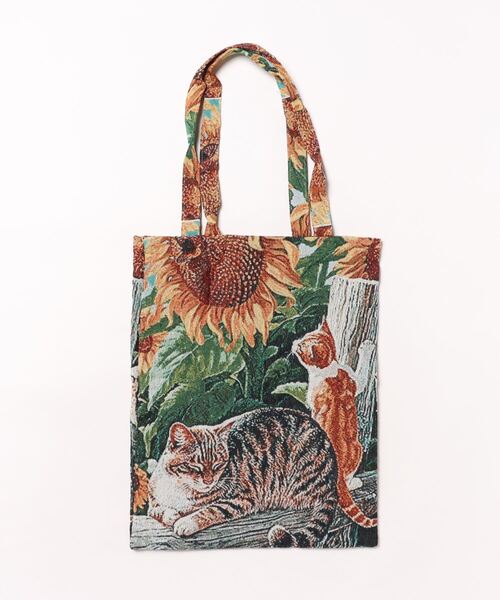 １点のみ♪　新春お買い得セット　共布ショルダー紐付　タック入通勤バッグ　ねこ柄 ジャガード織 ネコ柄トートバッグ（トートバッグ）｜ABBEY MARKET