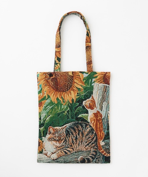 セール】ジャガード織 ネコ柄トートバッグ（トートバッグ