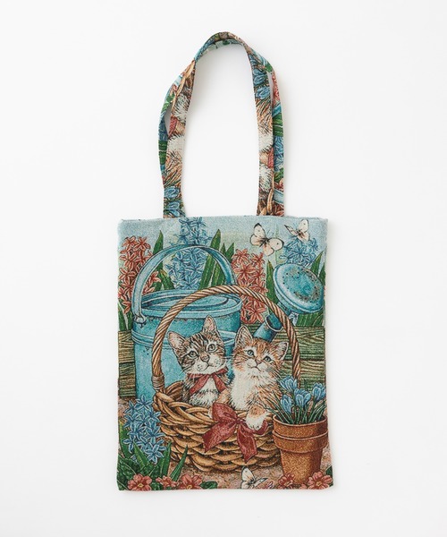 セール】ジャガード織 ネコ柄トートバッグ（トートバッグ