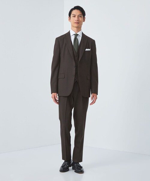 green label relaxing（グリーンレーベルリラクシング）の「A+ TWPU バーズアイ スリム スラックス -ウォッシャブル・ストレッチ・防シワ・アジャスター-（スーツパンツ・メンズ・ネイビー/ダークグレー/ダークブラウン・XL/M/L/XXL/XS/S）」の5枚目の写真