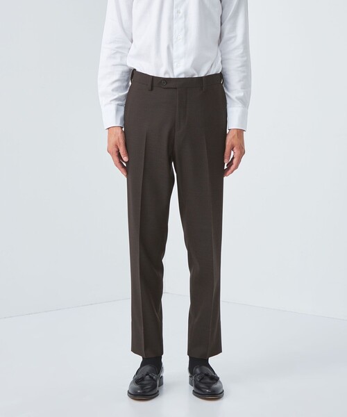 green label relaxing（グリーンレーベルリラクシング）の「A+ TWPU バーズアイ スリム スラックス -ウォッシャブル・ストレッチ・防シワ・アジャスター-（スーツパンツ・メンズ・ネイビー/ダークグレー/ダークブラウン・XL/M/L/XXL/XS/S）」の10枚目の写真