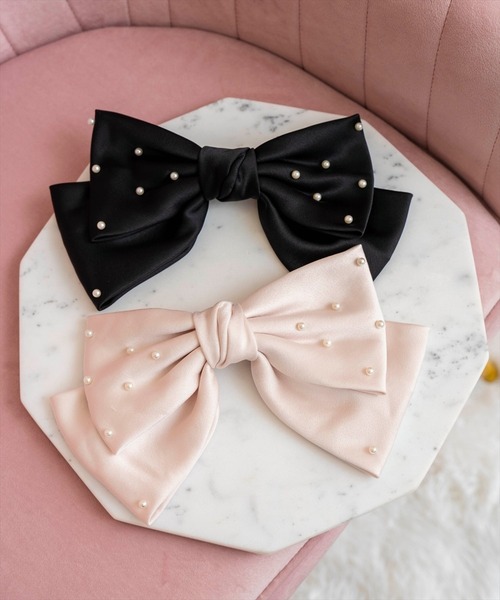 WILLSELECTION（ウィルセレクション）の「パールリボンバレッタ（その他ヘアアクセサリー・レディース・ブラック/ライトベージュ・FREE）」の4枚目の写真