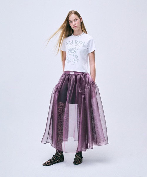 Mardi Mercredi(マルディメクルディ)の「SLIM TSHIRT SWING THE TAIL DDANJI PEARL NECKLACE / スリム Tシャツ スウィング ザ テイル ダンジ パール ネックレス(Tシャツ/カットソー・レディース・ホワイト×グレー/オートミール・FREE)」の6枚目の写真