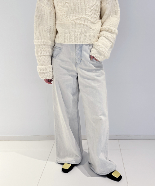 EDIT.FOR LULU カーブラインバイカラーデニム 34 EDIT.FOR LULU カーブライン バイカラーデニム 34 ライトブルー edit