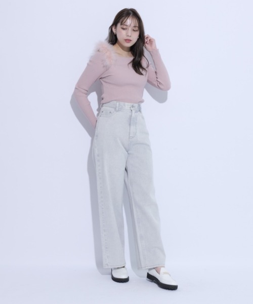 Mystrada(マイストラーダ)の「フェザーオフショルニット(ニット/セーター・レディース・ピンク/ボルドー/チャコールグレー/ダークブラウン・38)」の14枚目の写真