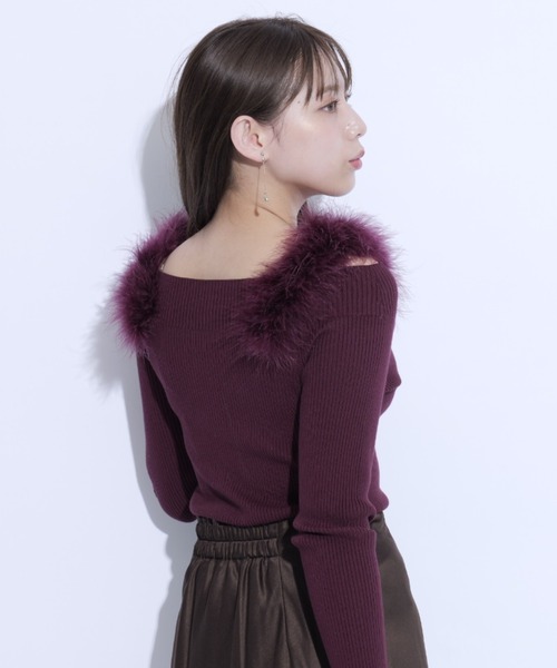 Mystrada(マイストラーダ)の「フェザーオフショルニット(ニット/セーター・レディース・ピンク/ボルドー/チャコールグレー/ダークブラウン・38)」の17枚目の写真