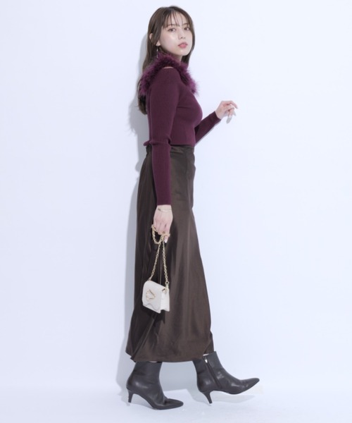 Mystrada(マイストラーダ)の「フェザーオフショルニット(ニット/セーター・レディース・ピンク/ボルドー/チャコールグレー/ダークブラウン・38)」の19枚目の写真