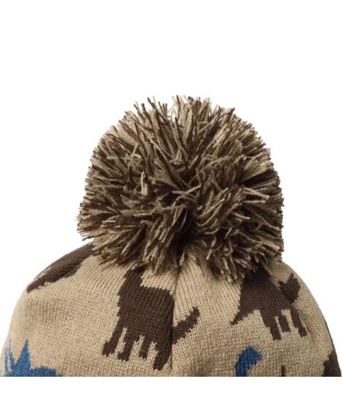 Kids Foret(キッズフォーレ)の「恐竜柄耳付アクリルニット帽・帽子(ニットキャップ/ビーニー・キッズ・ベージュ/グレー・53/56)」の5枚目の写真