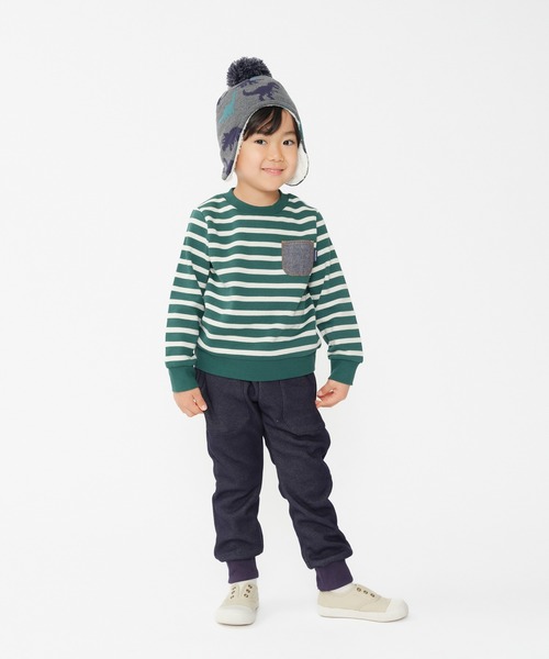 Kids Foret(キッズフォーレ)の「恐竜柄耳付アクリルニット帽・帽子(ニットキャップ/ビーニー・キッズ・ベージュ/グレー・53/56)」の11枚目の写真