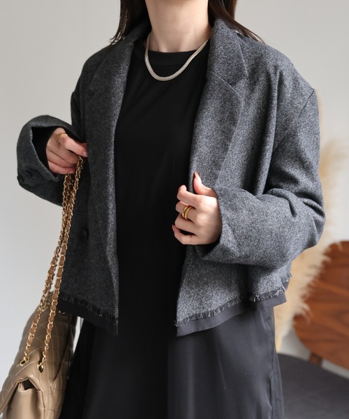 sakishimatokyo(サキシマトーキョー)の「ウールライク ショート丈ジャケット/秋冬/アウター(テーラードジャケット・レディース・ブラウン/ブラック/チャコールグレー・FREE)」の17枚目の写真
