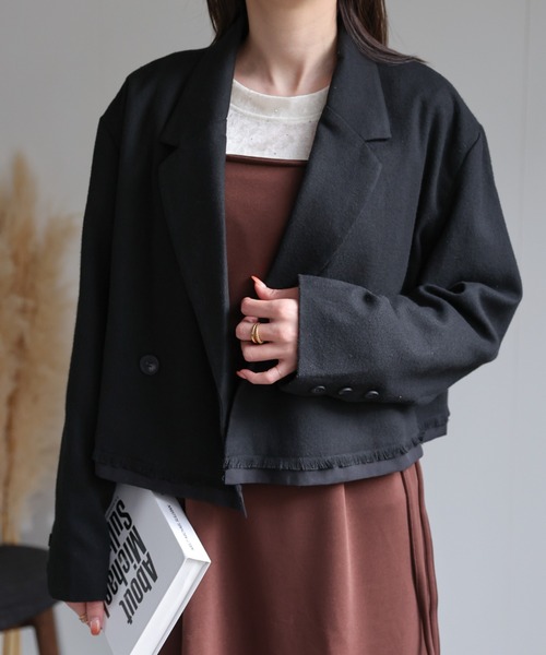 sakishimatokyo(サキシマトーキョー)の「ウールライク ショート丈ジャケット/秋冬/アウター(テーラードジャケット・レディース・ブラウン/ブラック/チャコールグレー・FREE)」の19枚目の写真