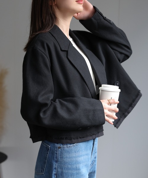 sakishimatokyo(サキシマトーキョー)の「ウールライク ショート丈ジャケット/秋冬/アウター(テーラードジャケット・レディース・ブラウン/ブラック/チャコールグレー・FREE)」の12枚目の写真