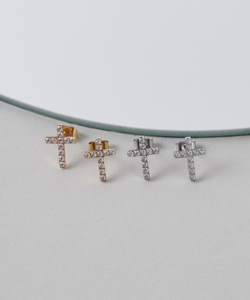 ciite' surgical stainless(シーテサージカルステンレス)の「【 金属アレルギー対応 】 ビジュークロスピアス サージカルステンレス (両耳用)(ピアス(両耳用)・レディース・シルバー/ゴールド・FREE)」の4枚目の写真