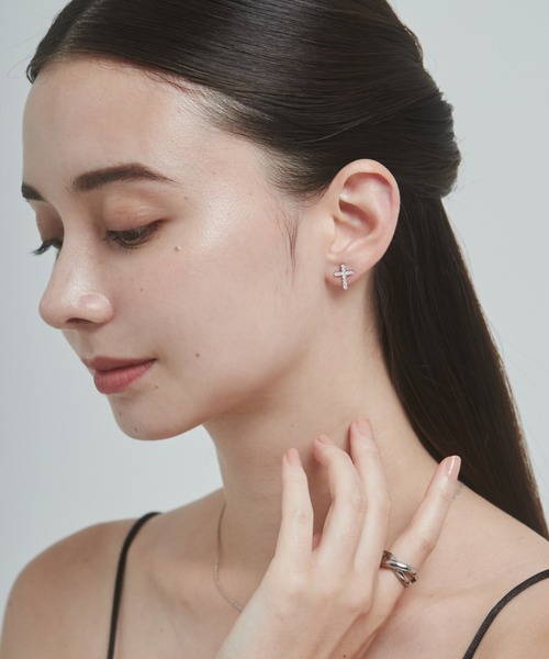 ciite' surgical stainless(シーテサージカルステンレス)の「【 金属アレルギー対応 】 ビジュークロスピアス サージカルステンレス (両耳用)(ピアス(両耳用)・レディース・シルバー/ゴールド・FREE)」の12枚目の写真