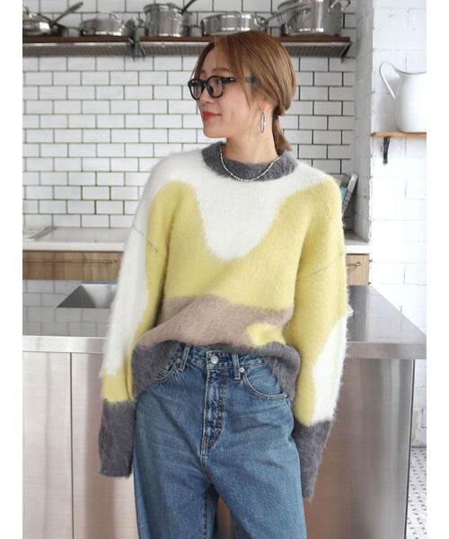 Ungrid(アングリッド)の「ニュアンスモチーフジャカードニット(ニット/セーター・レディース・グリーン系その他/グリーン/チャコールグレー・FREE)」の5枚目の写真