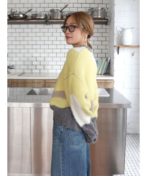 Ungrid(アングリッド)の「ニュアンスモチーフジャカードニット(ニット/セーター・レディース・グリーン系その他/グリーン/チャコールグレー・FREE)」の6枚目の写真