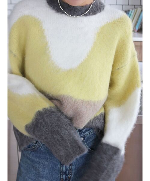 Ungrid(アングリッド)の「ニュアンスモチーフジャカードニット(ニット/セーター・レディース・グリーン系その他/グリーン/チャコールグレー・FREE)」の8枚目の写真