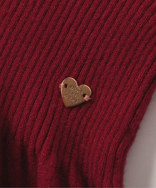 【新品未使用】スカラップ衿ハート柄ワンピース 6A / 116cm セール】スカラップ衿刺繍ニットワンピース（ワンピース）｜apres les