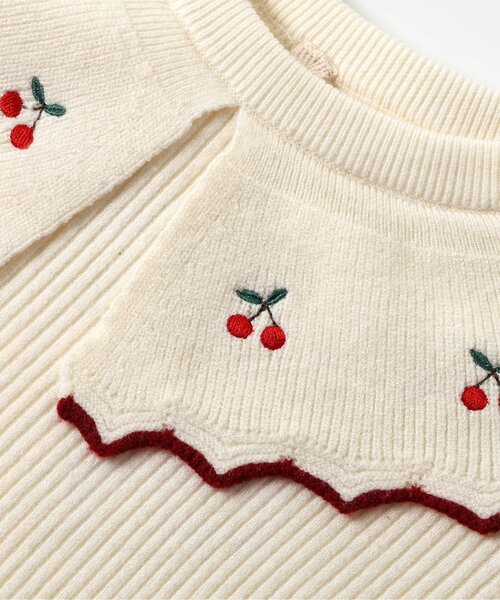 apres les cours（アプレレクール）の「スカラップ衿刺繍ニットワンピース（ワンピース・キッズ・アイボリー/レッド・80/90/100/110/120/130/140）」の11枚目の写真