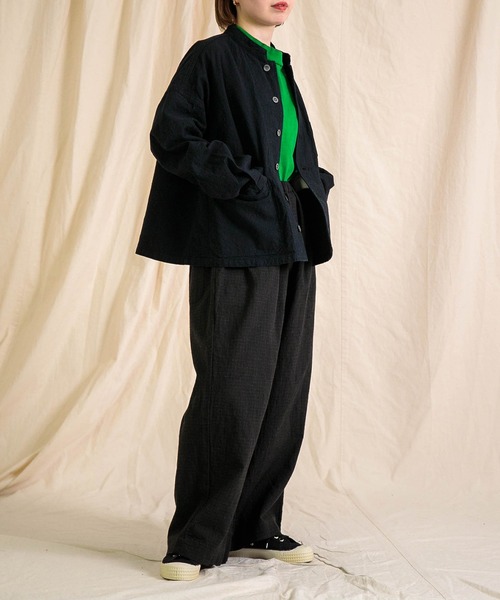 prit（プリット）の「[prit] 綿麻シャドウチェック タックワイドパンツ（その他パンツ・レディース・キナリ/ブラック・FREE）」の16枚目の写真