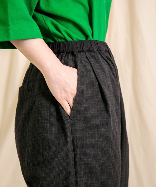 prit（プリット）の「[prit] 綿麻シャドウチェック タックワイドパンツ（その他パンツ・レディース・キナリ/ブラック・FREE）」の9枚目の写真