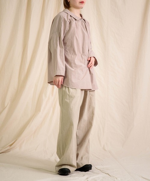 prit（プリット）の「[prit] 綿麻シャドウチェック タックワイドパンツ（その他パンツ・レディース・キナリ/ブラック・FREE）」の4枚目の写真