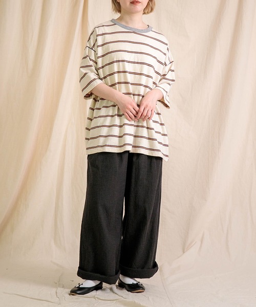 prit（プリット）の「[prit] 綿麻シャドウチェック タックワイドパンツ（その他パンツ・レディース・キナリ/ブラック・FREE）」の22枚目の写真