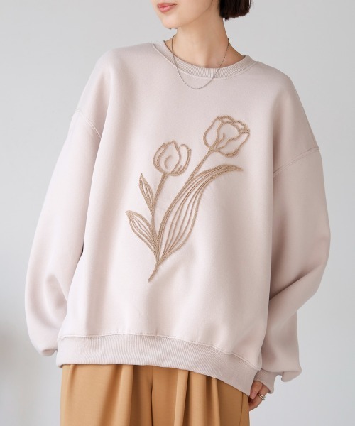 Bou Jeloud(ブージュルード)の「立体刺繍プルオーバー(Tシャツ/カットソー・レディース・アイボリー/ブラック/ベージュ・FREE)」の12枚目の写真