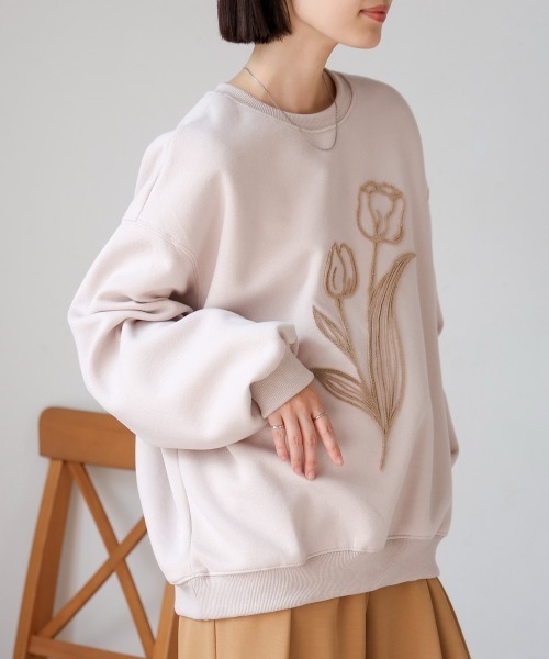Bou Jeloud(ブージュルード)の「立体刺繍プルオーバー(Tシャツ/カットソー・レディース・アイボリー/ブラック/ベージュ・FREE)」の14枚目の写真