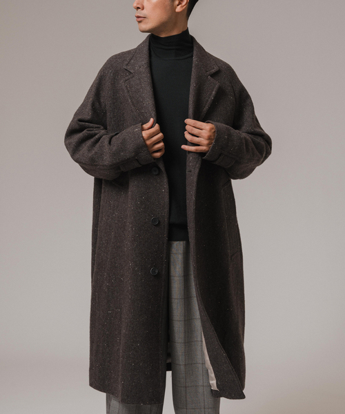 EDIFICE LA BOUCLE（エディフィスラブークル）の「LA BOUCLE (ラブークル) ヘリンボーン チェスターコート（チェスターコート・メンズ・ネイビー/ブラウン・2/3）」の2枚目の写真