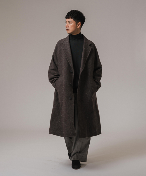 EDIFICE LA BOUCLE（エディフィスラブークル）の「LA BOUCLE (ラブークル) ヘリンボーン チェスターコート（チェスターコート・メンズ・ネイビー/ブラウン・2/3）」の3枚目の写真