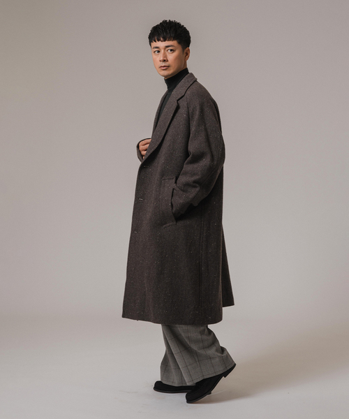 EDIFICE LA BOUCLE（エディフィスラブークル）の「LA BOUCLE (ラブークル) ヘリンボーン チェスターコート（チェスターコート・メンズ・ネイビー/ブラウン・2/3）」の4枚目の写真