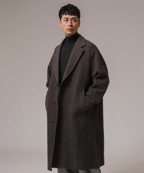 EDIFICE LA BOUCLE（エディフィスラブークル）の「LA BOUCLE (ラブークル) ヘリンボーン チェスターコート（チェスターコート・メンズ・ネイビー/ブラウン・2/3）」の5枚目の写真