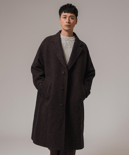 EDIFICE LA BOUCLE（エディフィスラブークル）の「LA BOUCLE (ラブークル) ヘリンボーン チェスターコート（チェスターコート・メンズ・ネイビー/ブラウン・2/3）」の17枚目の写真