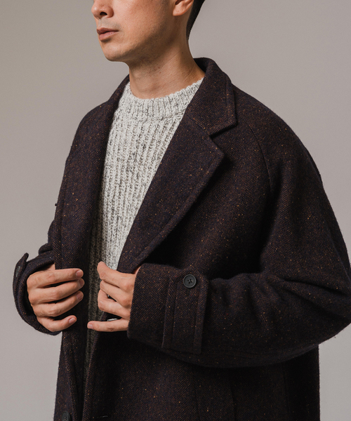 EDIFICE LA BOUCLE（エディフィスラブークル）の「LA BOUCLE (ラブークル) ヘリンボーン チェスターコート（チェスターコート・メンズ・ネイビー/ブラウン・2/3）」の21枚目の写真