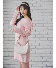 【ZOZOTOWN限定】リボンオフショルニットミニワンピース