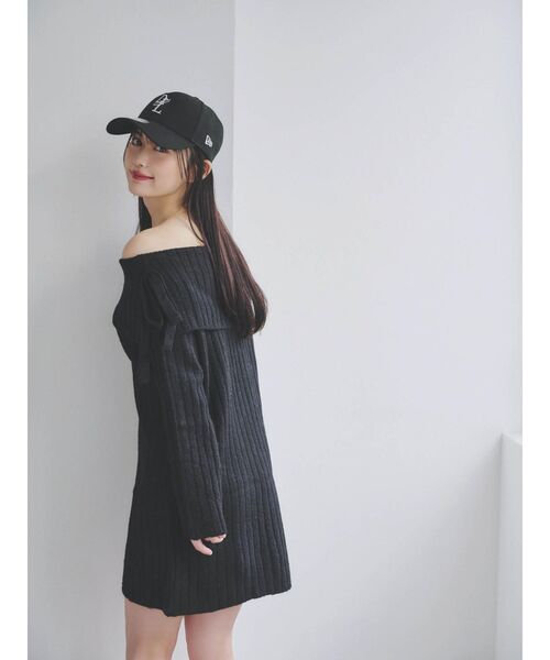 dazzlin（ダズリン）の「【ZOZOTOWN限定】リボンオフショルニットミニワンピース（ワンピース・レディース・ホワイト/チャコールグレー/ブラック/ピンク・FREE）」の16枚目の写真