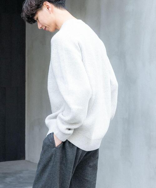 FORK&SPOON(フォークアンドスプーン)の「FORK&SPOON ウォッシャブルローゲージニットプルオーバー(ニット/セーター・メンズ・ホワイト系その他/グリーン/インディゴブルー・4/5)」の4枚目の写真