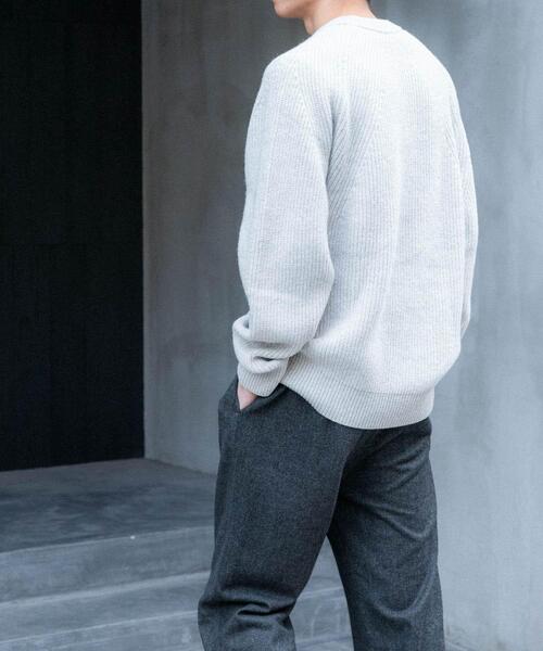 FORK&SPOON(フォークアンドスプーン)の「FORK&SPOON ウォッシャブルローゲージニットプルオーバー(ニット/セーター・メンズ・ホワイト系その他/グリーン/インディゴブルー・4/5)」の5枚目の写真