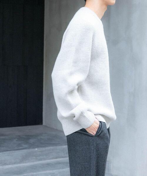 FORK&SPOON(フォークアンドスプーン)の「FORK&SPOON ウォッシャブルローゲージニットプルオーバー(ニット/セーター・メンズ・ホワイト系その他/グリーン/インディゴブルー・4/5)」の8枚目の写真