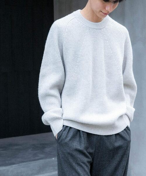 FORK&SPOON(フォークアンドスプーン)の「FORK&SPOON ウォッシャブルローゲージニットプルオーバー(ニット/セーター・メンズ・ホワイト系その他/グリーン/インディゴブルー・4/5)」の9枚目の写真