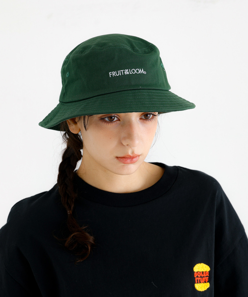 FRUIT OF THE LOOM(フルーツオブザルーム)の「【FRUIT OF THE LOOM】ロゴバケットハット / LOGO BUCKET HAT【WEB限定】(ハット・レディース・ワイン/グリーン/ネイビー・フリー)」の4枚目の写真