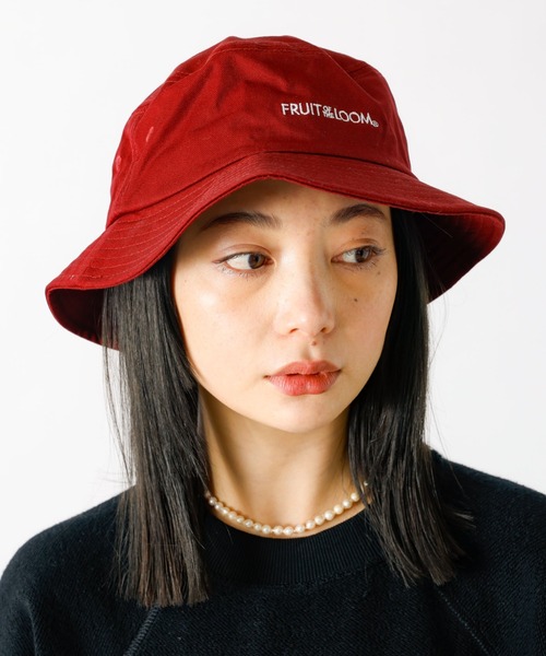 FRUIT OF THE LOOM(フルーツオブザルーム)の「【FRUIT OF THE LOOM】ロゴバケットハット / LOGO BUCKET HAT【WEB限定】(ハット・レディース・ワイン/グリーン/ネイビー・フリー)」の3枚目の写真