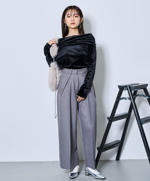 tarin arin(タリンアリン)の「【150㎝前後の小柄さんサイズ】タックワイドスラックス(その他パンツ・レディース・チャコールグレー/ベージュ/ブラウン・XS/S)」の16枚目の写真