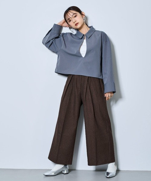 tarin arin(タリンアリン)の「【150㎝前後の小柄さんサイズ】タックワイドスラックス(その他パンツ・レディース・チャコールグレー/ベージュ/ブラウン・XS/S)」の10枚目の写真