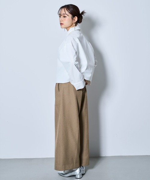 tarin arin(タリンアリン)の「【150㎝前後の小柄さんサイズ】タックワイドスラックス(その他パンツ・レディース・チャコールグレー/ベージュ/ブラウン・XS/S)」の19枚目の写真