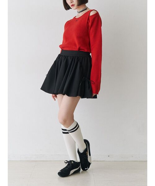 jouetie（ジュエティ）の「カットアウトリブニット/赤ニット（ニット/セーター・レディース・レッド/オフホワイト/ブラック・MEDIUM）」の10枚目の写真