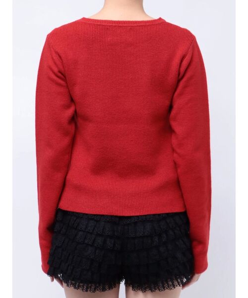 jouetie（ジュエティ）の「カットアウトリブニット/赤ニット（ニット/セーター・レディース・レッド/オフホワイト/ブラック・MEDIUM）」の18枚目の写真