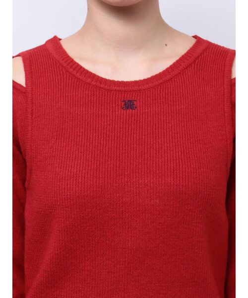 jouetie（ジュエティ）の「カットアウトリブニット/赤ニット（ニット/セーター・レディース・レッド/オフホワイト/ブラック・MEDIUM）」の19枚目の写真