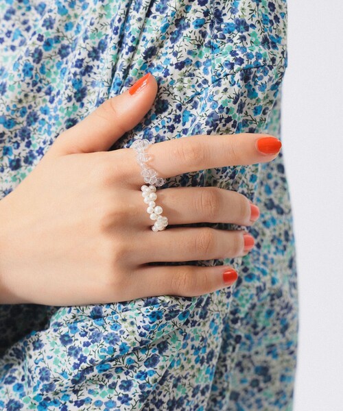 BEAMS BOY（ビームスボーイ）の「パーティー リング 2セット（リング・レディース・シルバー/ホワイト・ONE SIZE）」の2枚目の写真